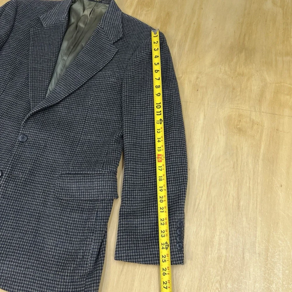 Vintage‎ Robert Stock Blazer Sport Coat Mens 40L Long Wool Flannel Gray/Navy